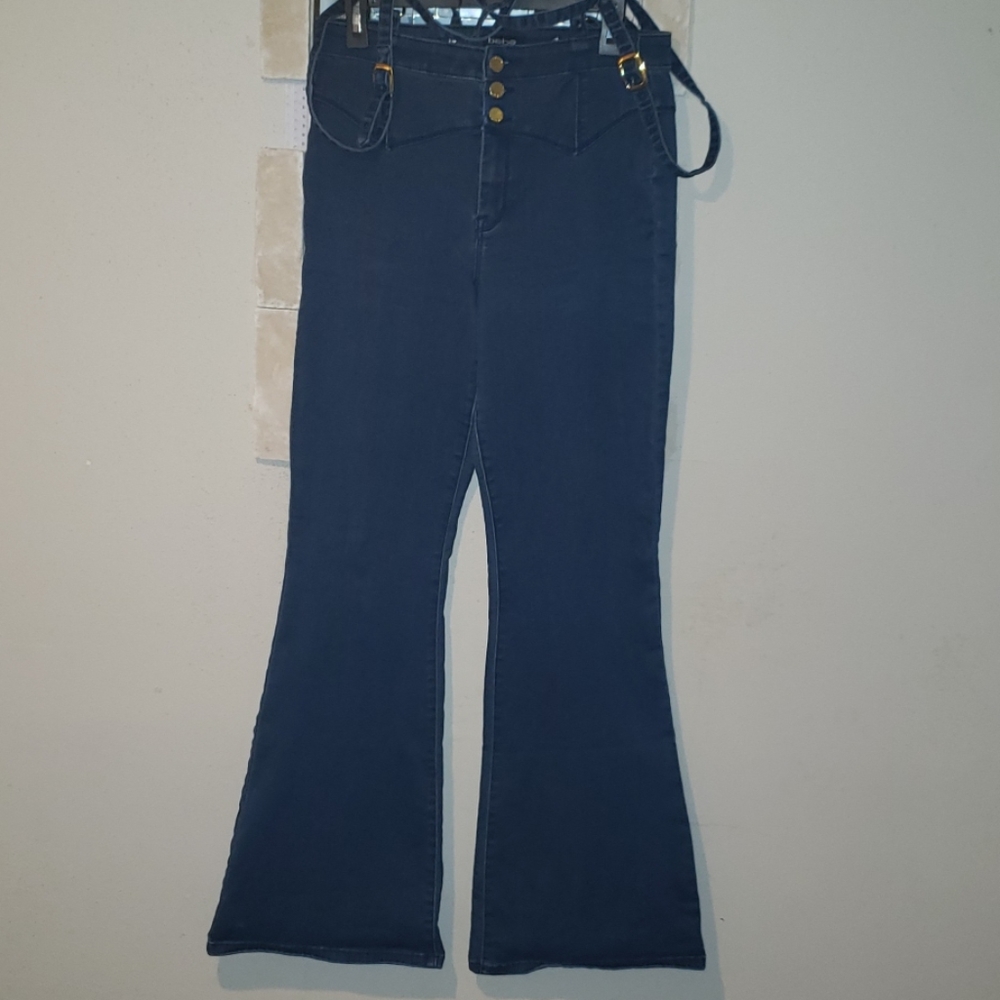 BEBE Bell Bottom Jean's w/ suspenders